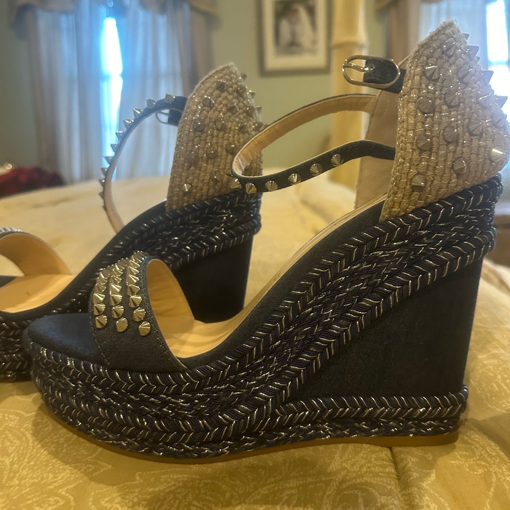 Brand new CL Madmonica Denim Espadrilles Sz 40 120mm